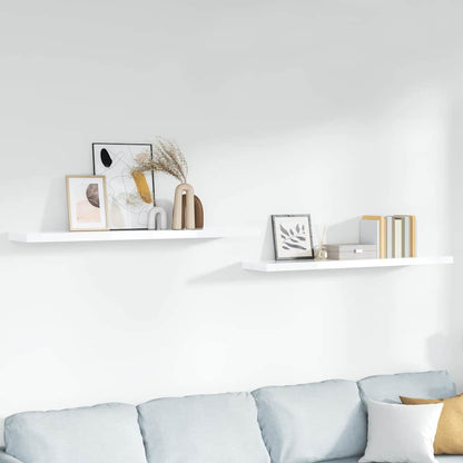 Scaffali a Parete 2 pz Bianco Lucido 120x23,5x3,8 cm in MDF