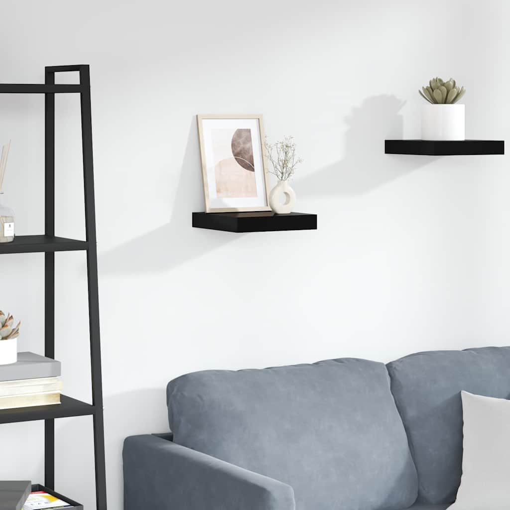 Scaffale a Parete Nero Lucido 23x23,5x3,8 cm in MDF