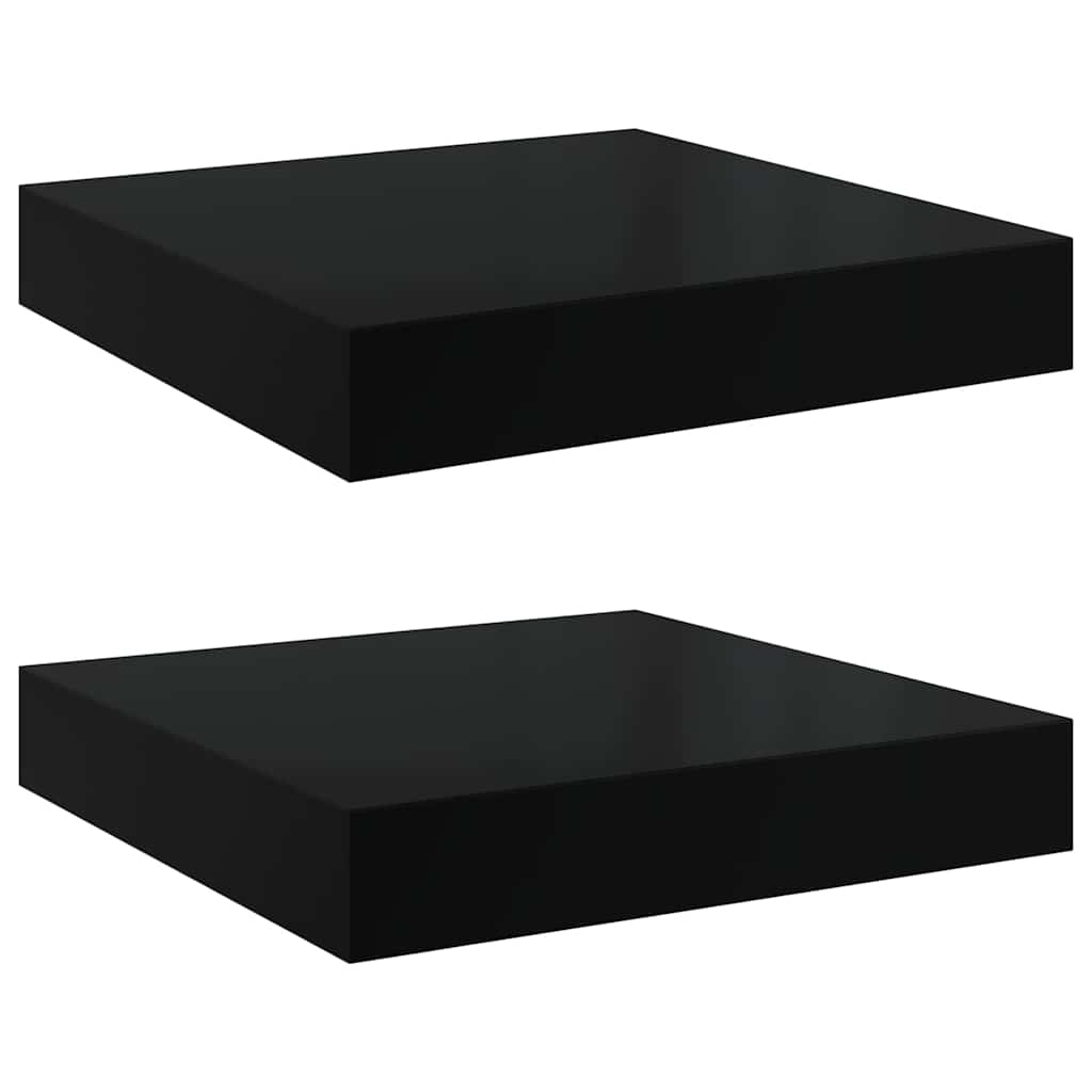 Scaffali a Parete 2 pz Nero Lucido 23x23,5x3,8 cm in MDF | homemem39
