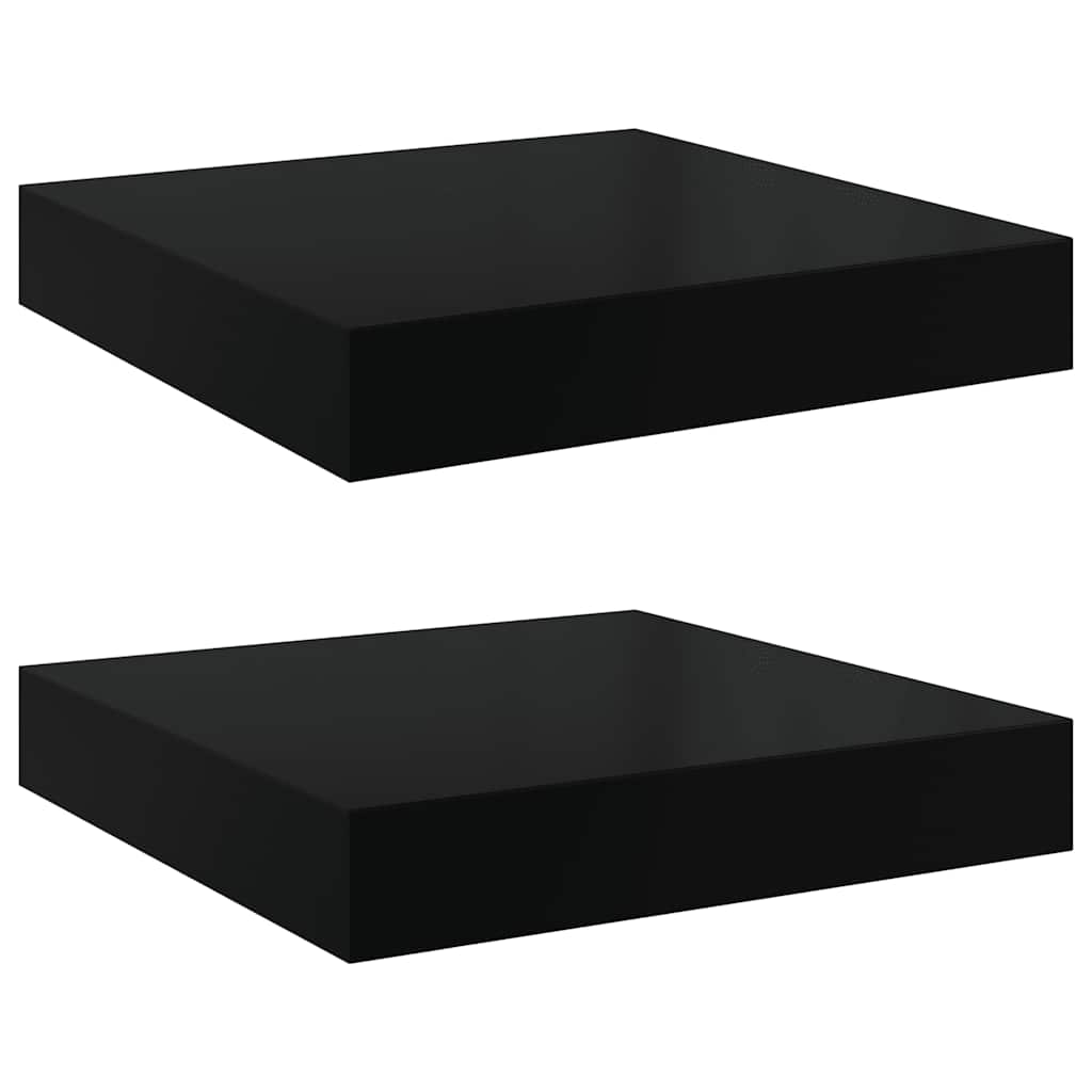 Scaffali a Parete 2 pz Nero Lucido 23x23,5x3,8 cm in MDF - homemem39