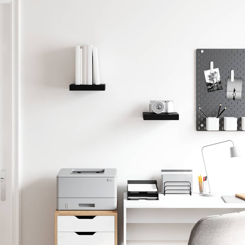 Scaffali a Parete 2 pz Nero Lucido 23x23,5x3,8 cm in MDF | homemem39