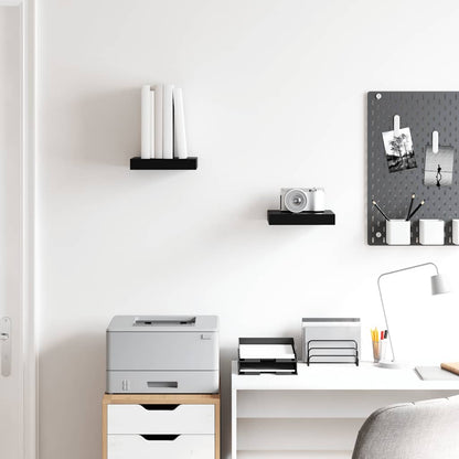 Scaffali a Parete 2 pz Nero Lucido 23x23,5x3,8 cm in MDF | homemem39