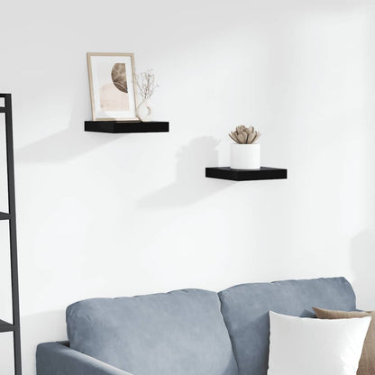 Scaffali a Parete 2 pz Nero Lucido 23x23,5x3,8 cm in MDF - homemem39