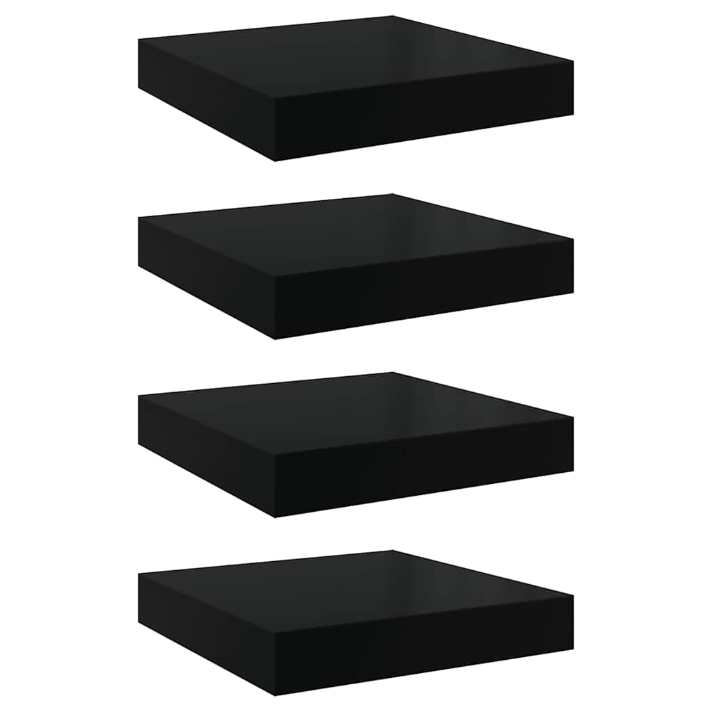 Scaffali a Parete 4 pz Nero Lucido 23x23,5x3,8 cm in MDF | homemem39