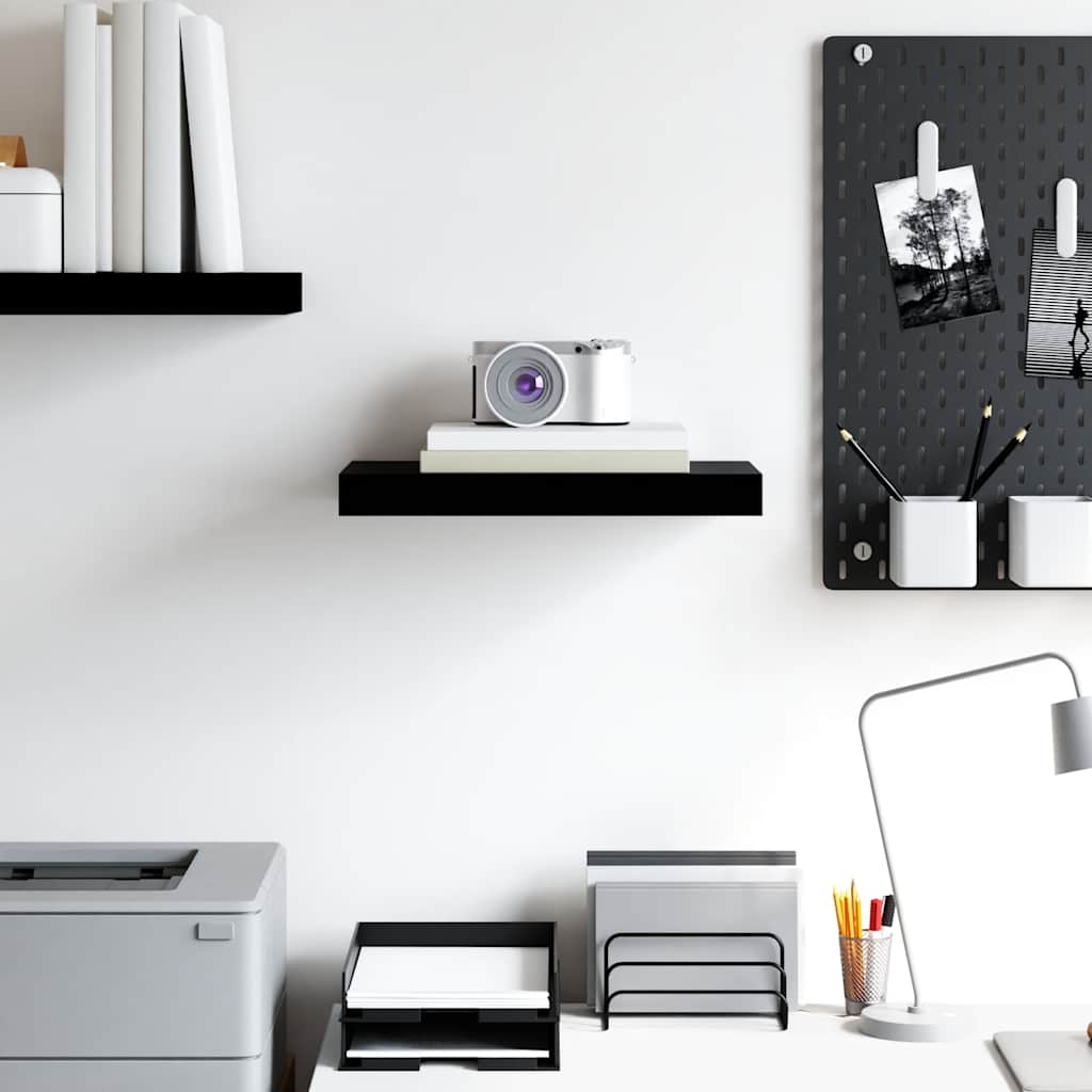 Scaffale a Parete Nero Lucido 40x23,5x3,8 cm in MDF | homemem39