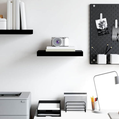 Scaffale a Parete Nero Lucido 40x23,5x3,8 cm in MDF | homemem39