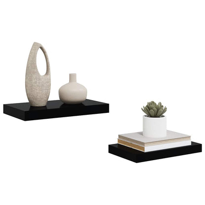 Scaffali a Parete 2 pz Nero Lucido 40x23,5x3,8 cm in MDF | homemem39
