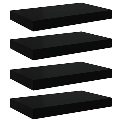 Scaffali a Parete 4 pz Nero Lucido 40x23,5x3,8 cm in MDF | homemem39
