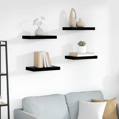 Scaffali a Parete 4 pz Nero Lucido 40x23,5x3,8 cm in MDF | homemem39