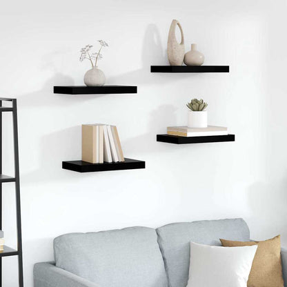 Scaffali a Parete 4 pz Nero Lucido 40x23,5x3,8 cm in MDF