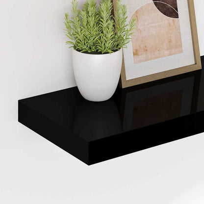 Scaffale a Parete Nero Lucido 50x23,5x3,8 cm in MDF