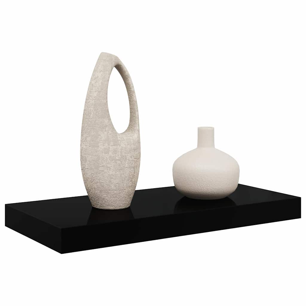 Scaffale a Parete Nero Lucido 50x23,5x3,8 cm in MDF | homemem39