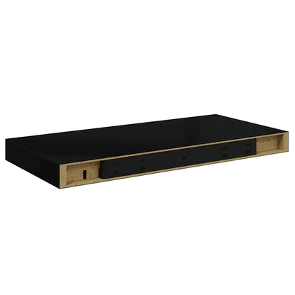 Scaffale a Parete Nero Lucido 50x23,5x3,8 cm in MDF | homemem39