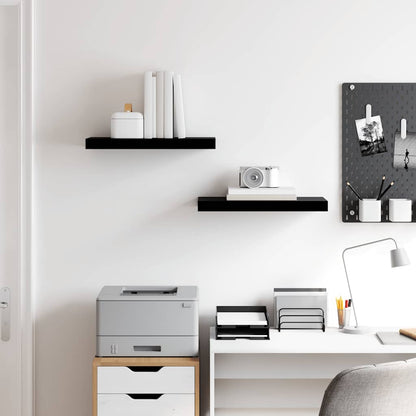 Scaffali a Parete 2 pz Nero Lucido 50x23,5x3,8 cm in MDF | homemem39