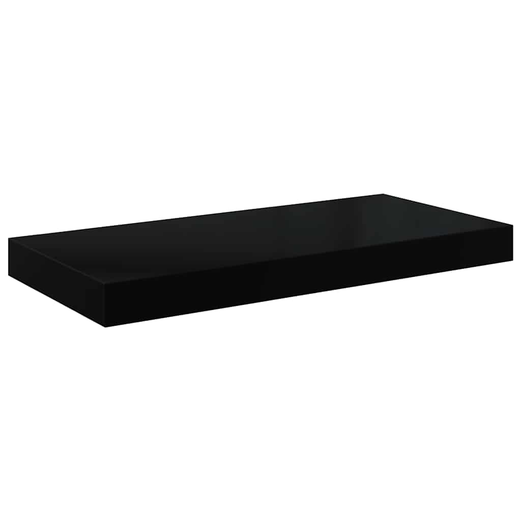 Scaffali a Parete 2 pz Nero Lucido 50x23,5x3,8 cm in MDF