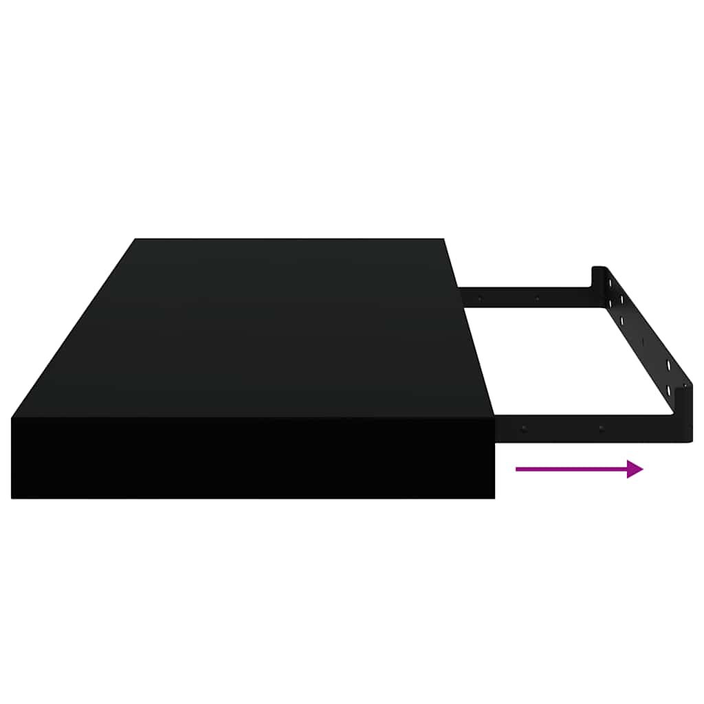 Scaffali a Parete 2 pz Nero Lucido 50x23,5x3,8 cm in MDF | homemem39