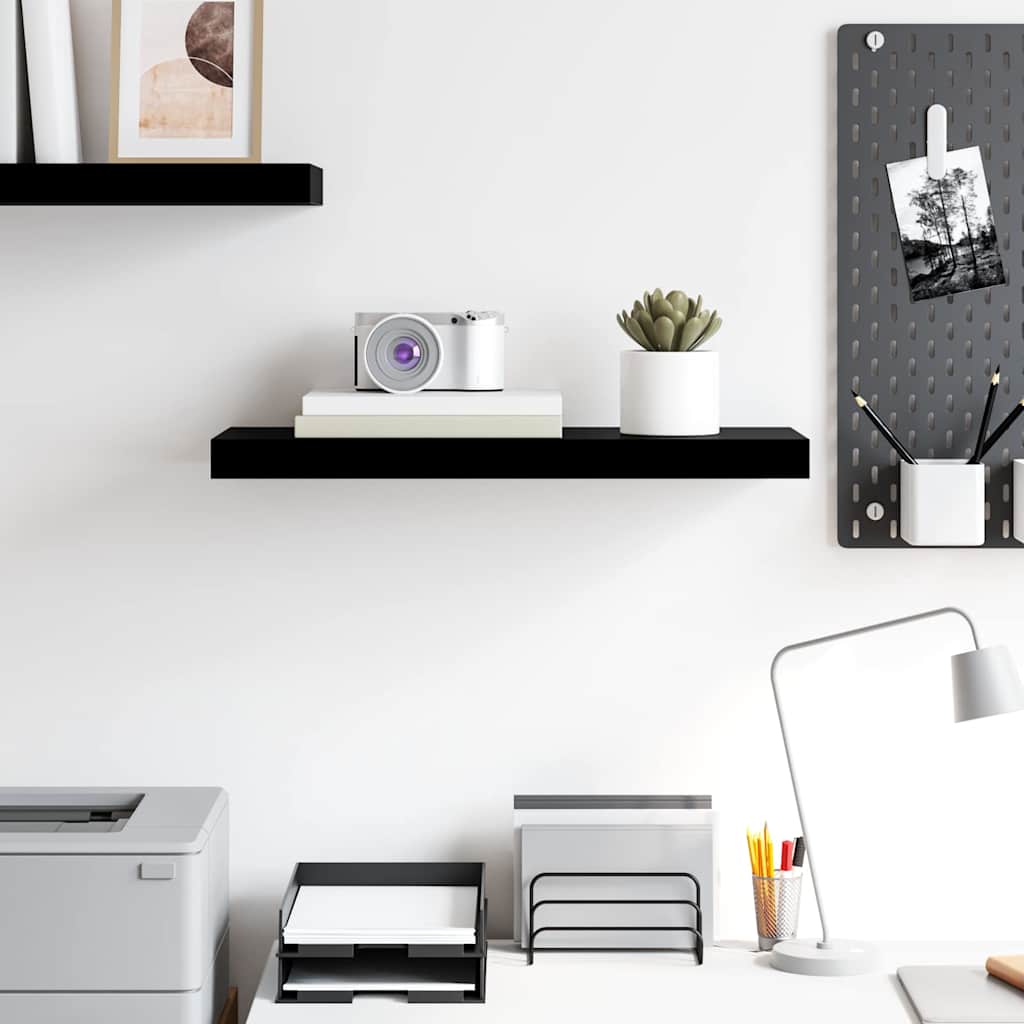 Scaffale a Parete Nero Lucido 60x23,5x3,8 cm in MDF | homemem39