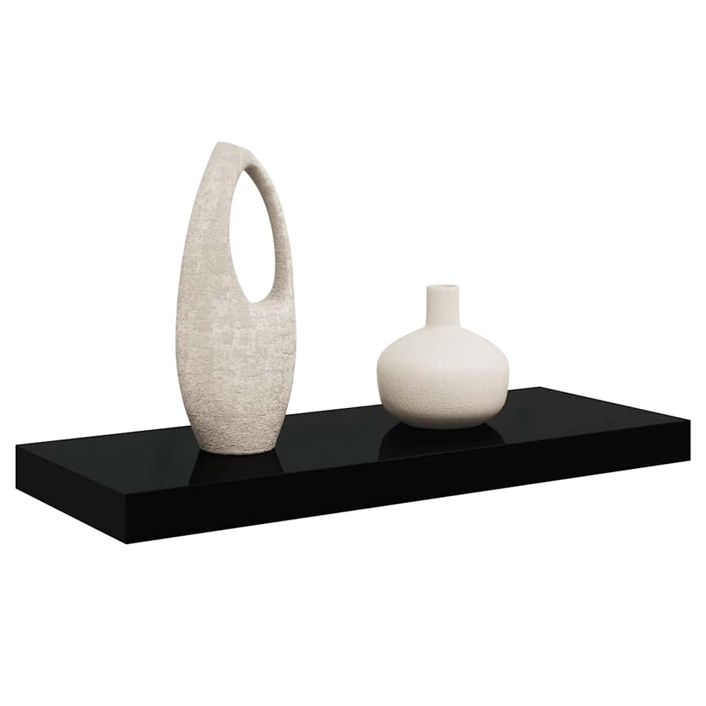 Scaffale a Parete Nero Lucido 60x23,5x3,8 cm in MDF | homemem39
