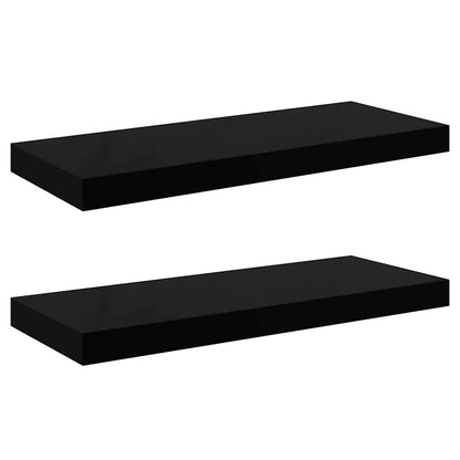 Scaffali a Parete 2 pz Nero Lucido 60x23,5x3,8 cm in MDF | homemem39