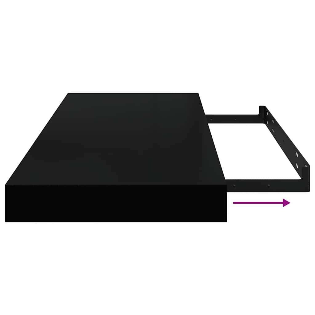 Scaffali a Parete 2 pz Nero Lucido 60x23,5x3,8 cm in MDF | homemem39