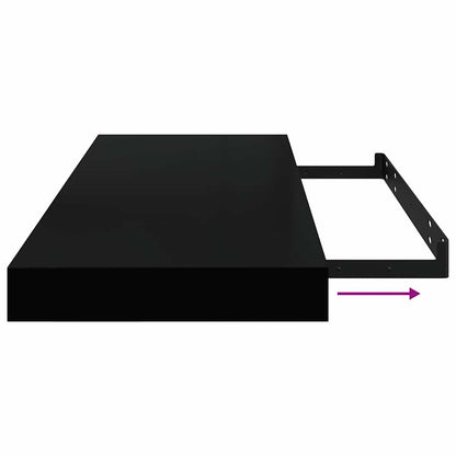 Scaffali a Parete 2 pz Nero Lucido 60x23,5x3,8 cm in MDF | homemem39