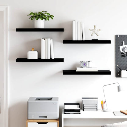 Scaffali a Parete 4 pz Nero Lucido 60x23,5x3,8 cm in MDF | homemem39