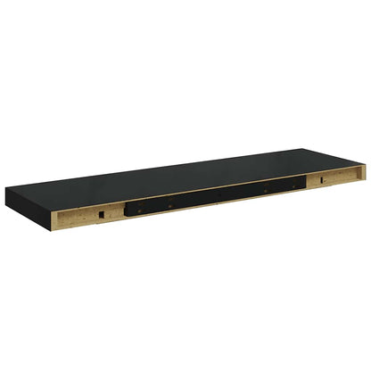 Scaffale a Parete Nero Lucido 80x23,5x3,8 cm in MDF | homemem39