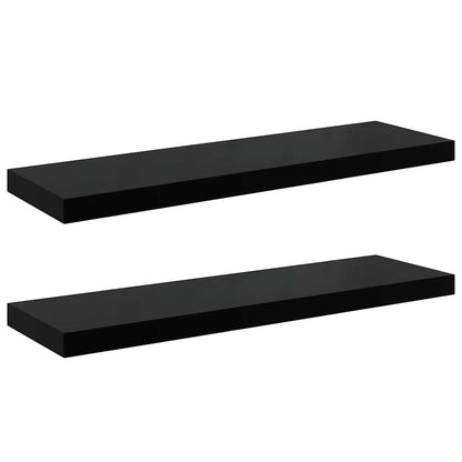 Scaffali a Parete 2 pz Nero Lucido 80x23,5x3,8 cm in MDF - homemem39