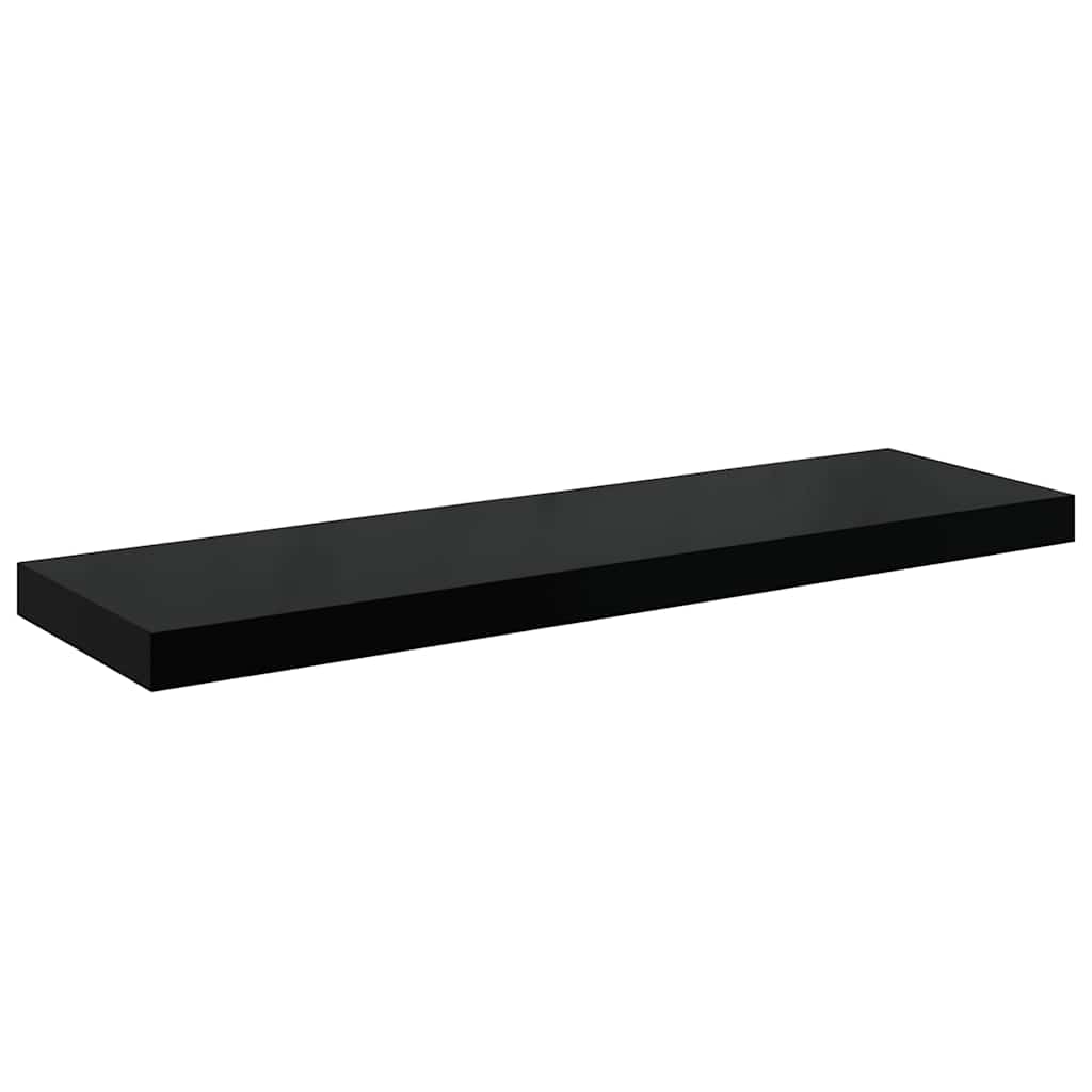 Scaffali a Parete 2 pz Nero Lucido 80x23,5x3,8 cm in MDF | homemem39