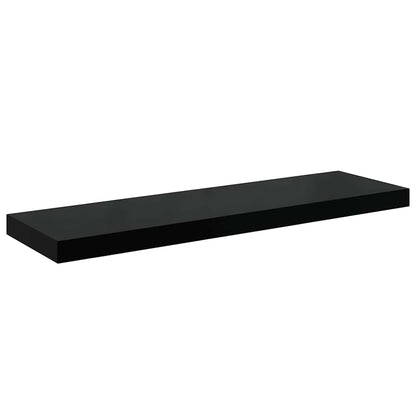 Scaffali a Parete 2 pz Nero Lucido 80x23,5x3,8 cm in MDF | homemem39