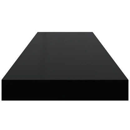 Scaffali a Parete 2 pz Nero Lucido 80x23,5x3,8 cm in MDF | homemem39