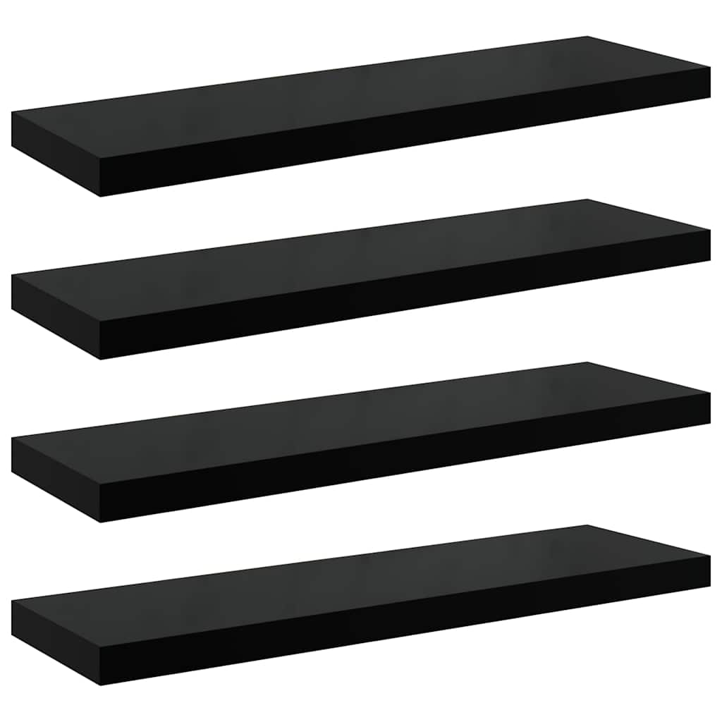 Scaffali a Parete 4 pz Nero Lucido 80x23,5x3,8 cm in MDF | homemem39