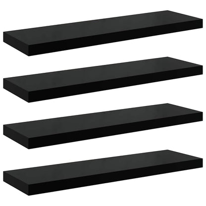 Scaffali a Parete 4 pz Nero Lucido 80x23,5x3,8 cm in MDF | homemem39