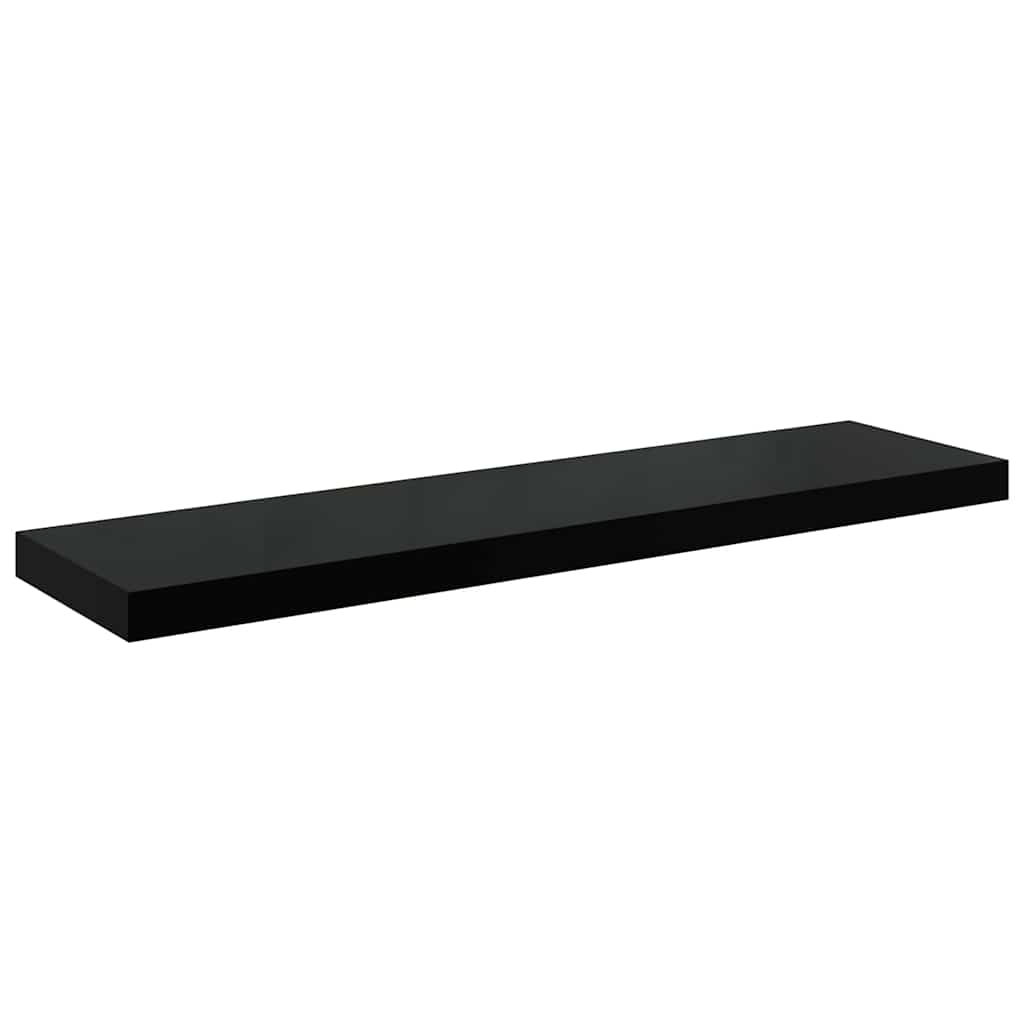 Scaffali a Parete 2 pz Nero Lucido 90x23,5x3,8 cm in MDF