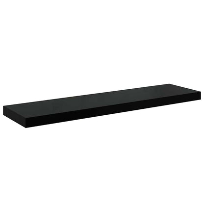 Scaffali a Parete 2 pz Nero Lucido 90x23,5x3,8 cm in MDF