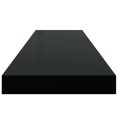 Scaffali a Parete 2 pz Nero Lucido 90x23,5x3,8 cm in MDF | homemem39