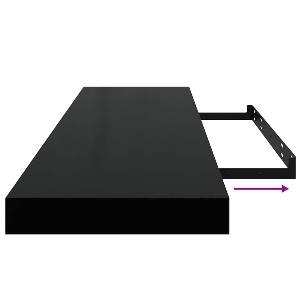Scaffali a Parete 2 pz Nero Lucido 90x23,5x3,8 cm in MDF | homemem39