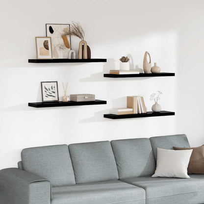 Scaffali a Parete 4 pz Nero Lucido 90x23,5x3,8 cm in MDF | homemem39