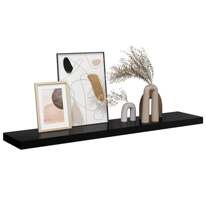 Scaffale a Parete Nero Lucido 120x23,5x3,8 cm in MDF | homemem39
