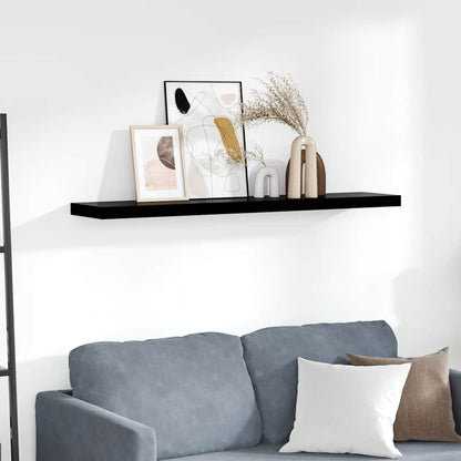 Scaffale a Parete Nero Lucido 120x23,5x3,8 cm in MDF | homemem39