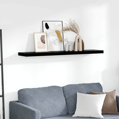 Scaffale a Parete Nero Lucido 120x23,5x3,8 cm in MDF