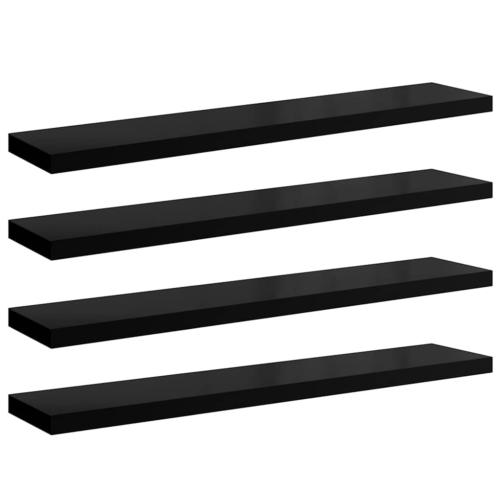 Scaffali a Parete 4 pz Nero Lucido 120x23,5x3,8 cm in MDF | homemem39