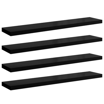 Scaffali a Parete 4 pz Nero Lucido 120x23,5x3,8 cm in MDF | homemem39