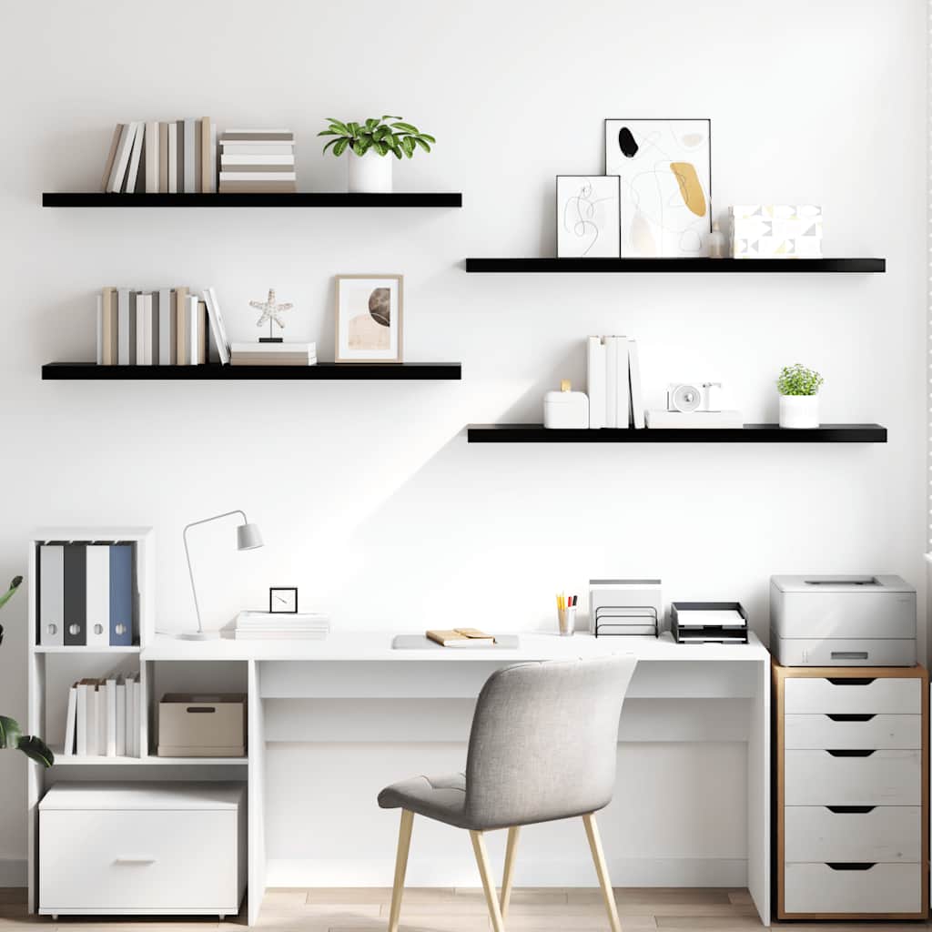 Scaffali a Parete 4 pz Nero Lucido 120x23,5x3,8 cm in MDF | homemem39