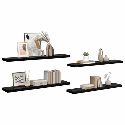 Scaffali a Parete 4 pz Nero Lucido 120x23,5x3,8 cm in MDF | homemem39