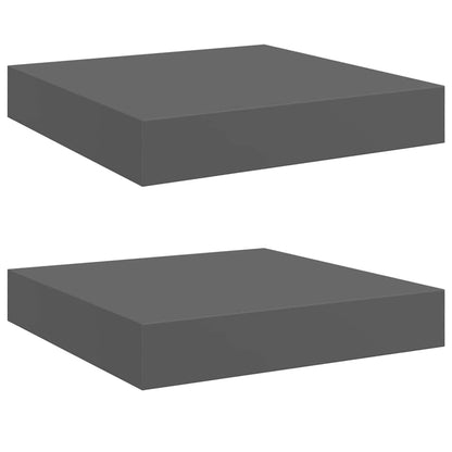 Scaffali a Parete 2 pz Grigio Lucido 23x23,5x3,8 cm in MDF | homemem39