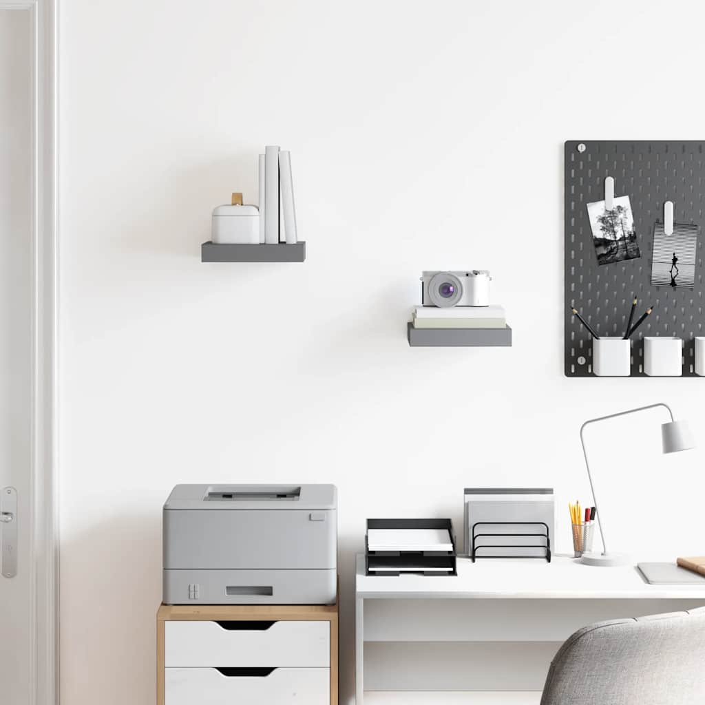 Scaffali a Parete 2 pz Grigio Lucido 23x23,5x3,8 cm in MDF | homemem39