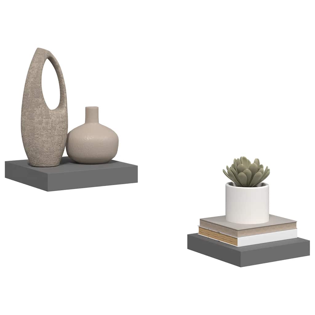 Scaffali a Parete 2 pz Grigio Lucido 23x23,5x3,8 cm in MDF | homemem39