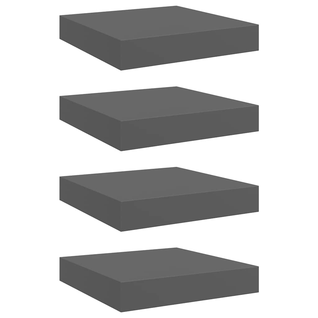 Scaffali a Parete 4 pz Grigio Lucido 23x23,5x3,8 cm in MDF | homemem39