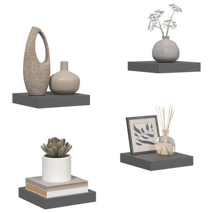 Scaffali a Parete 4 pz Grigio Lucido 23x23,5x3,8 cm in MDF | homemem39